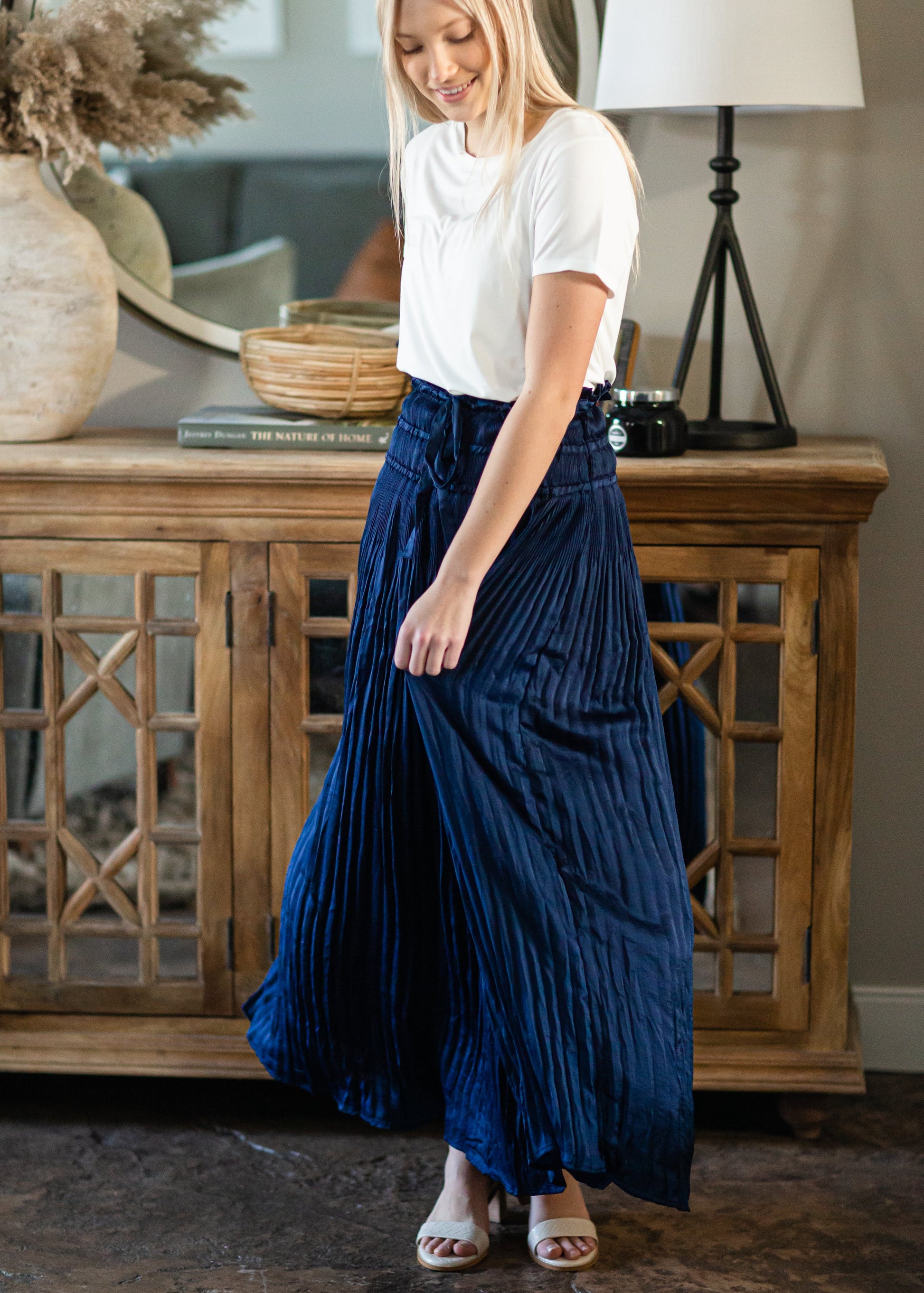 Navy Pleated Maxi Skirt - FINAL SALE Skirts