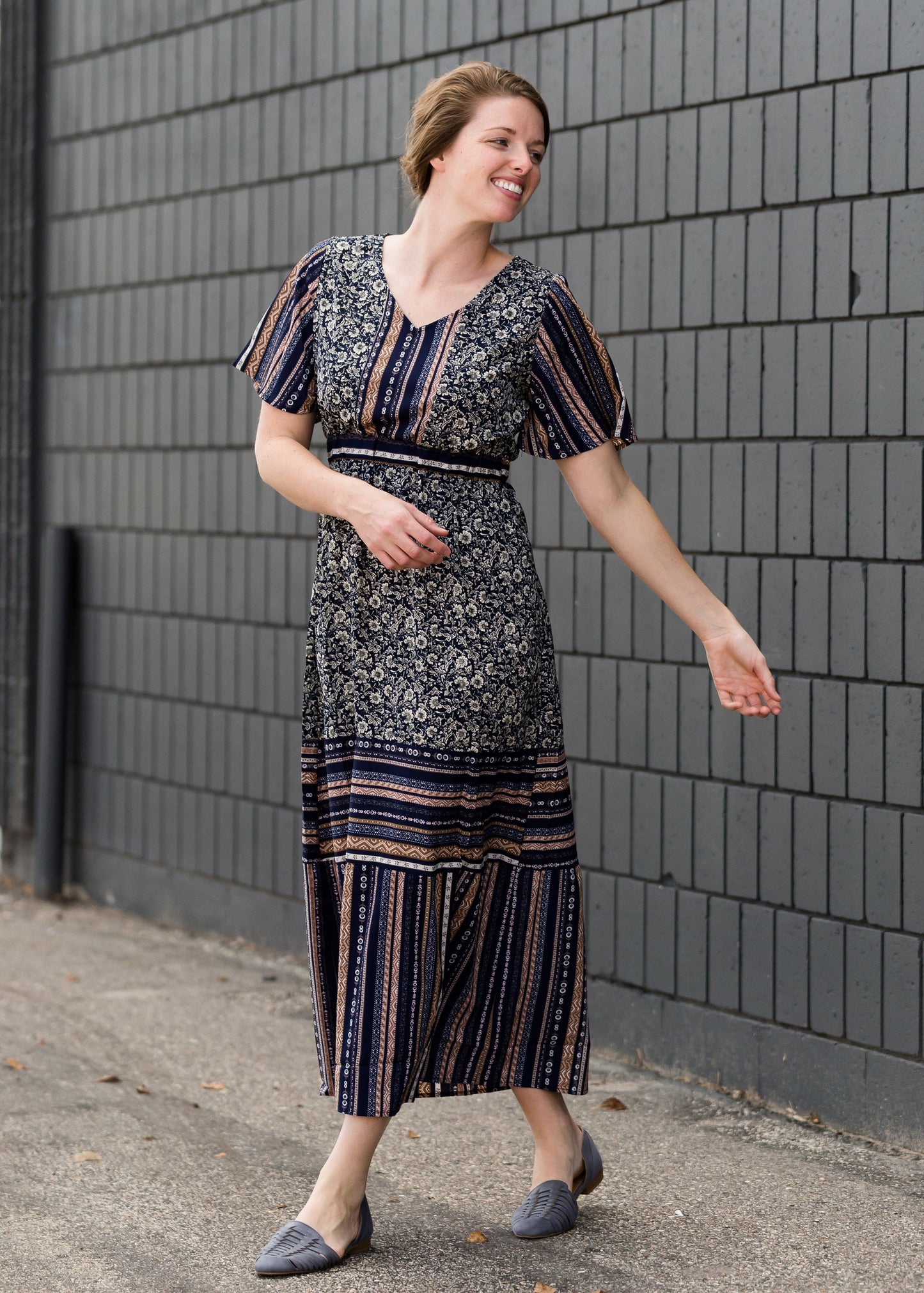 Navy Printed Maxi Dress - FINAL SALE Dresses