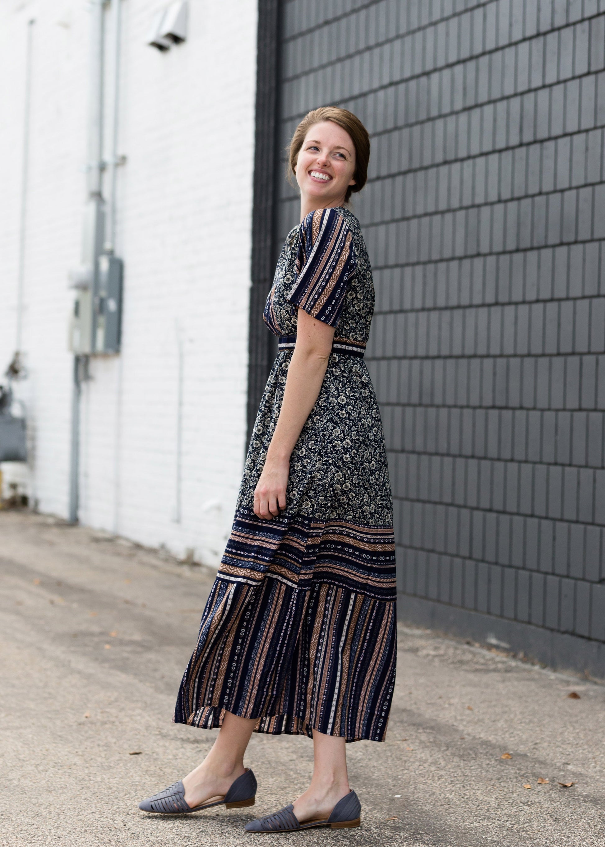 Navy Printed Maxi Dress - FINAL SALE Dresses