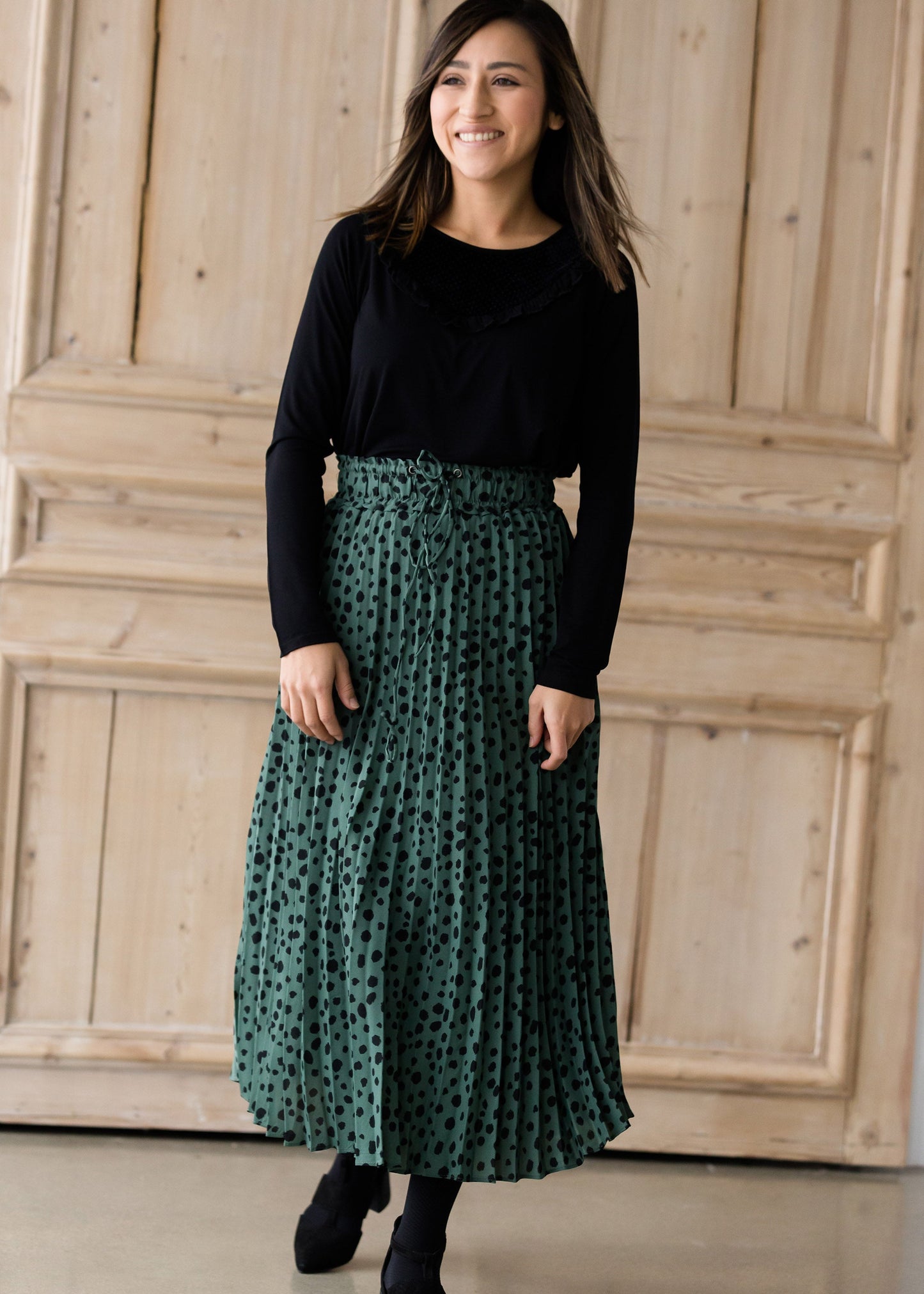 Olive Green Leopard Print Midi Skirt - FINAL SALE Skirts