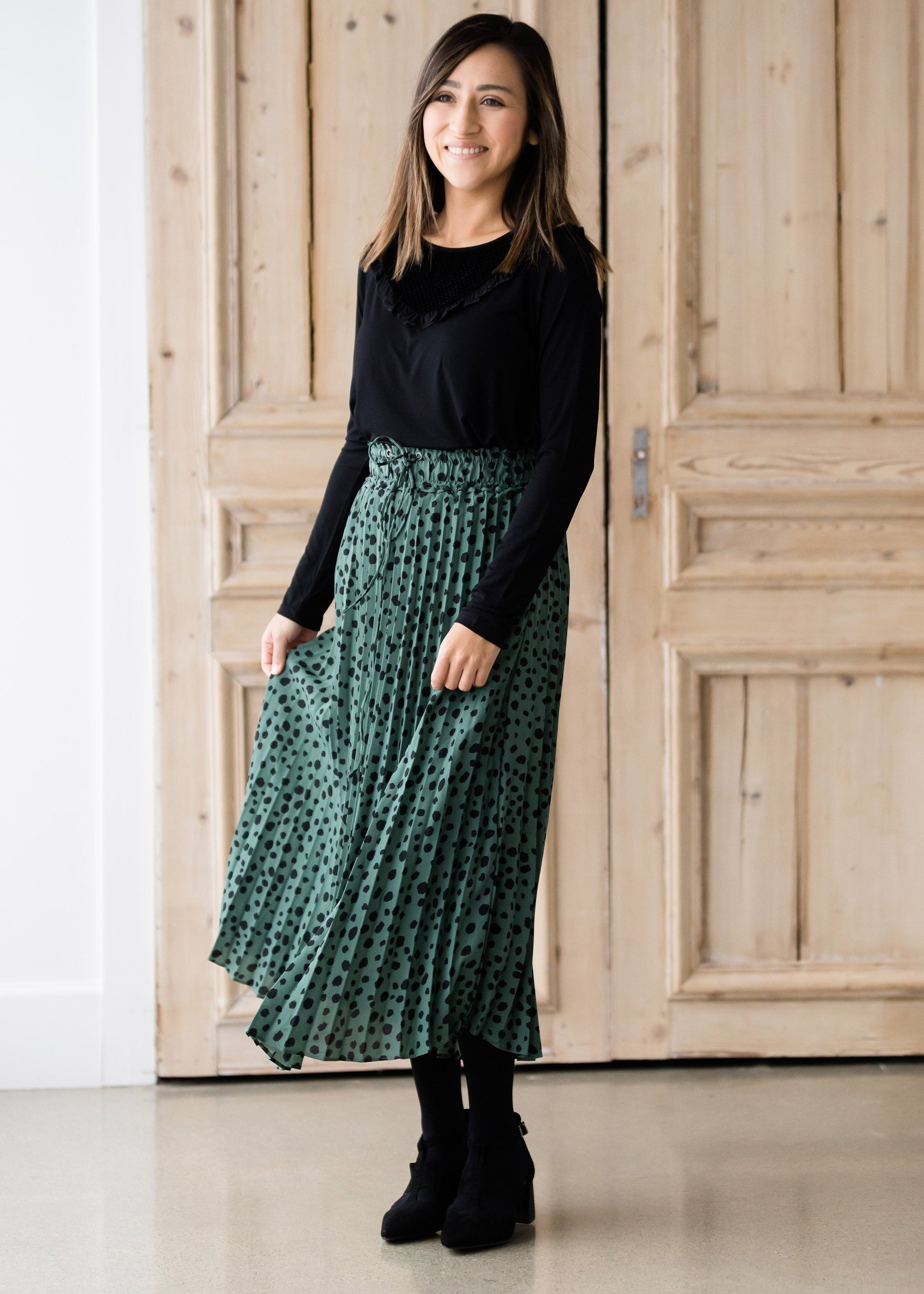 Olive Green Leopard Print Midi Skirt - FINAL SALE Skirts