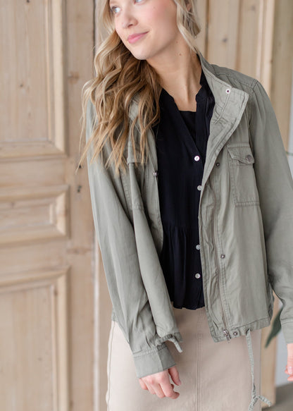 Olive Lightweight Tencel Utility Jacket Shirt Be Cool