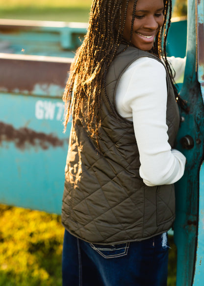 Olive Reversible Fenton Vest - FINAL SALE Tops