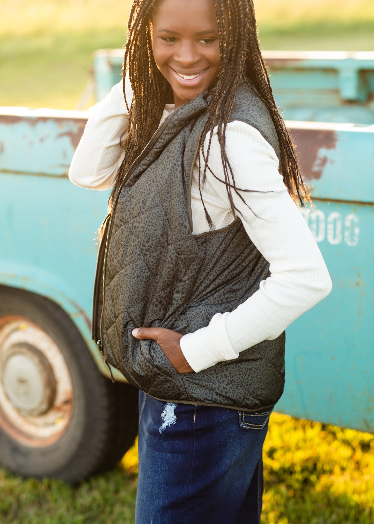 Olive Reversible Fenton Vest - FINAL SALE Tops