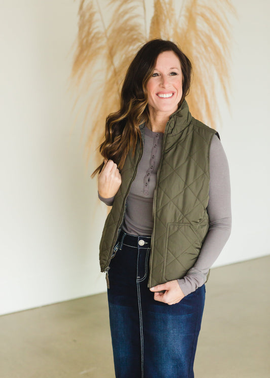 Olive Reversible Fenton Vest - FINAL SALE Tops