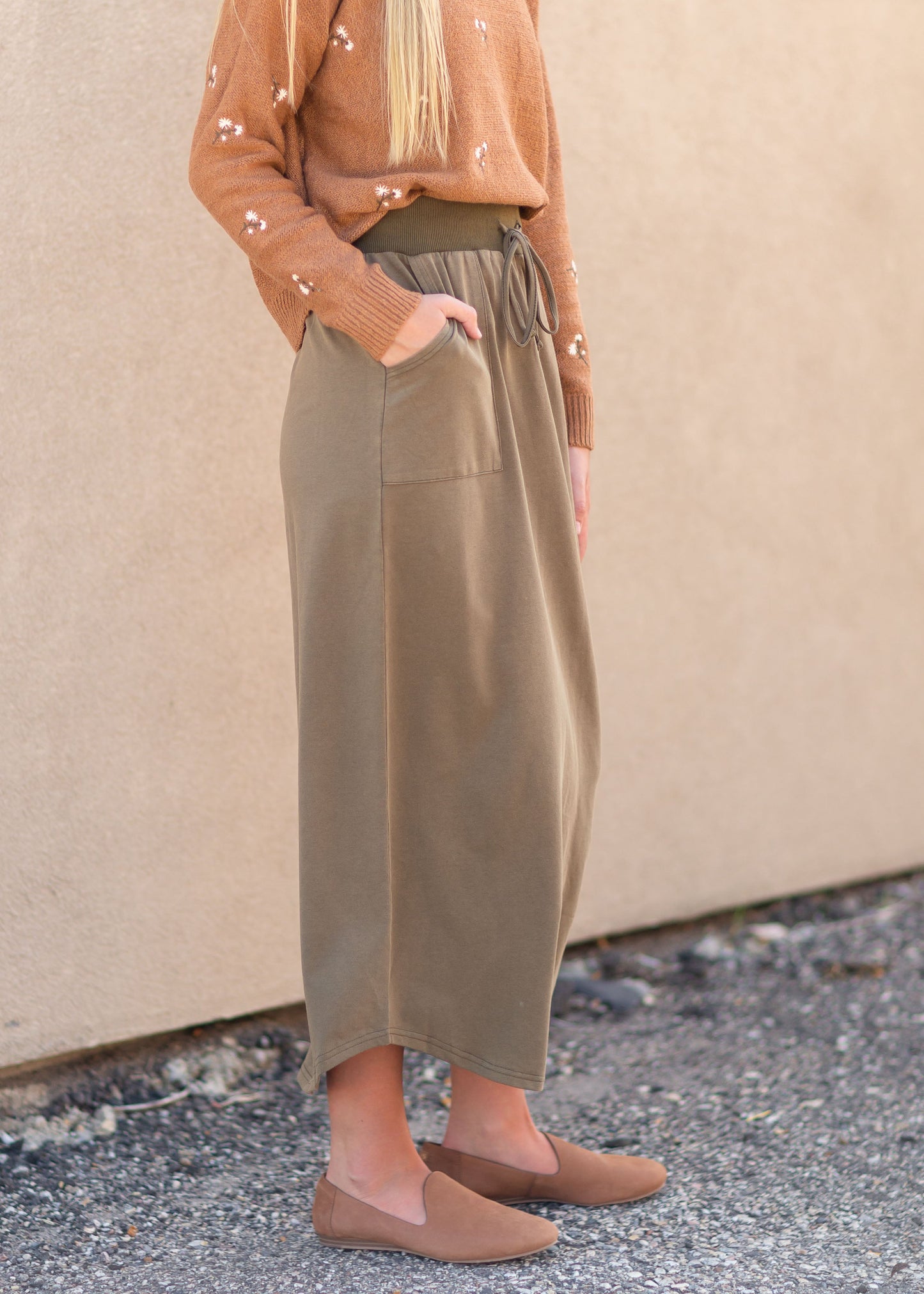 Olive Square Pocket Maxi Skirt Skirts