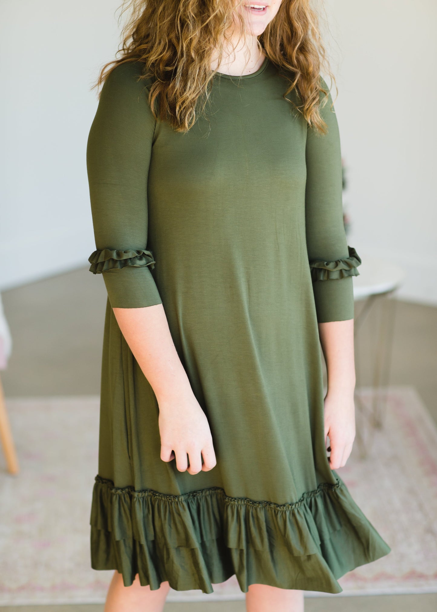 Olive Tiered Ruffle Midi Dress - FINAL SALE Dresses