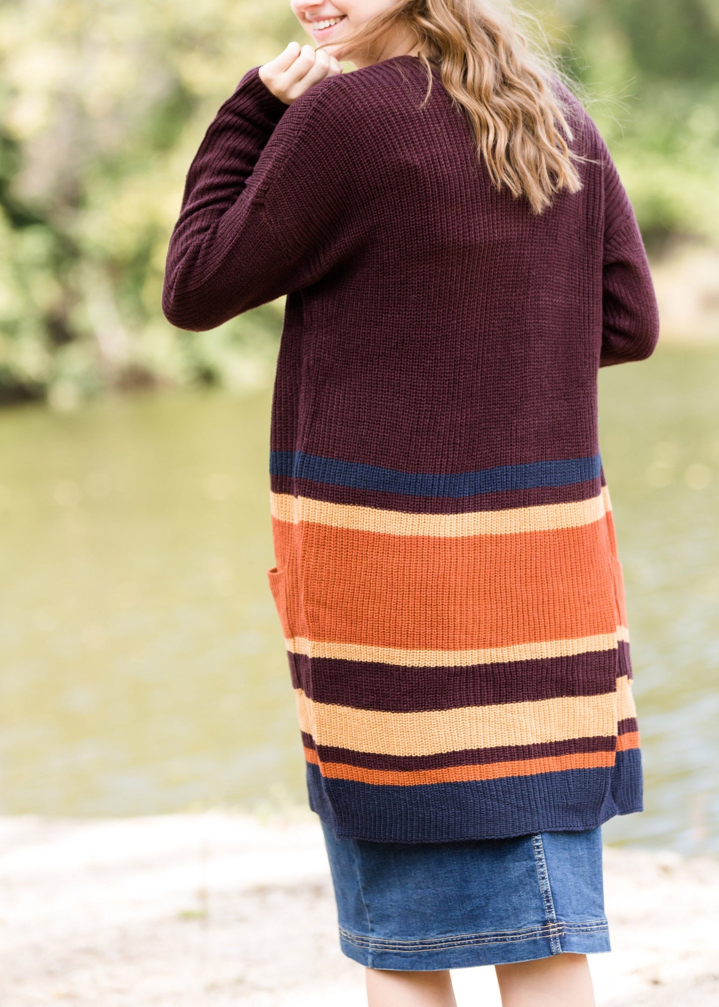 Open Front Long Striped Cardigan Layering Essentials