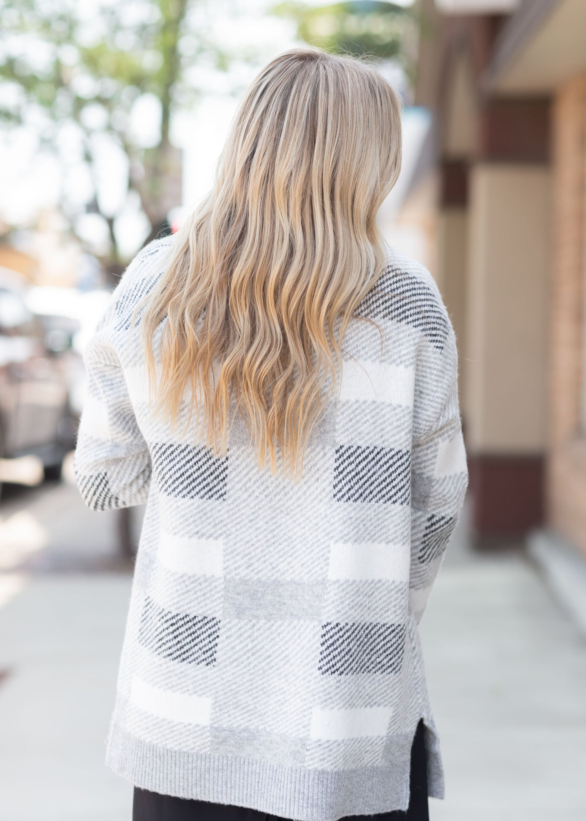 Open Front Rib Banded Long Sleeve Sweater Tops