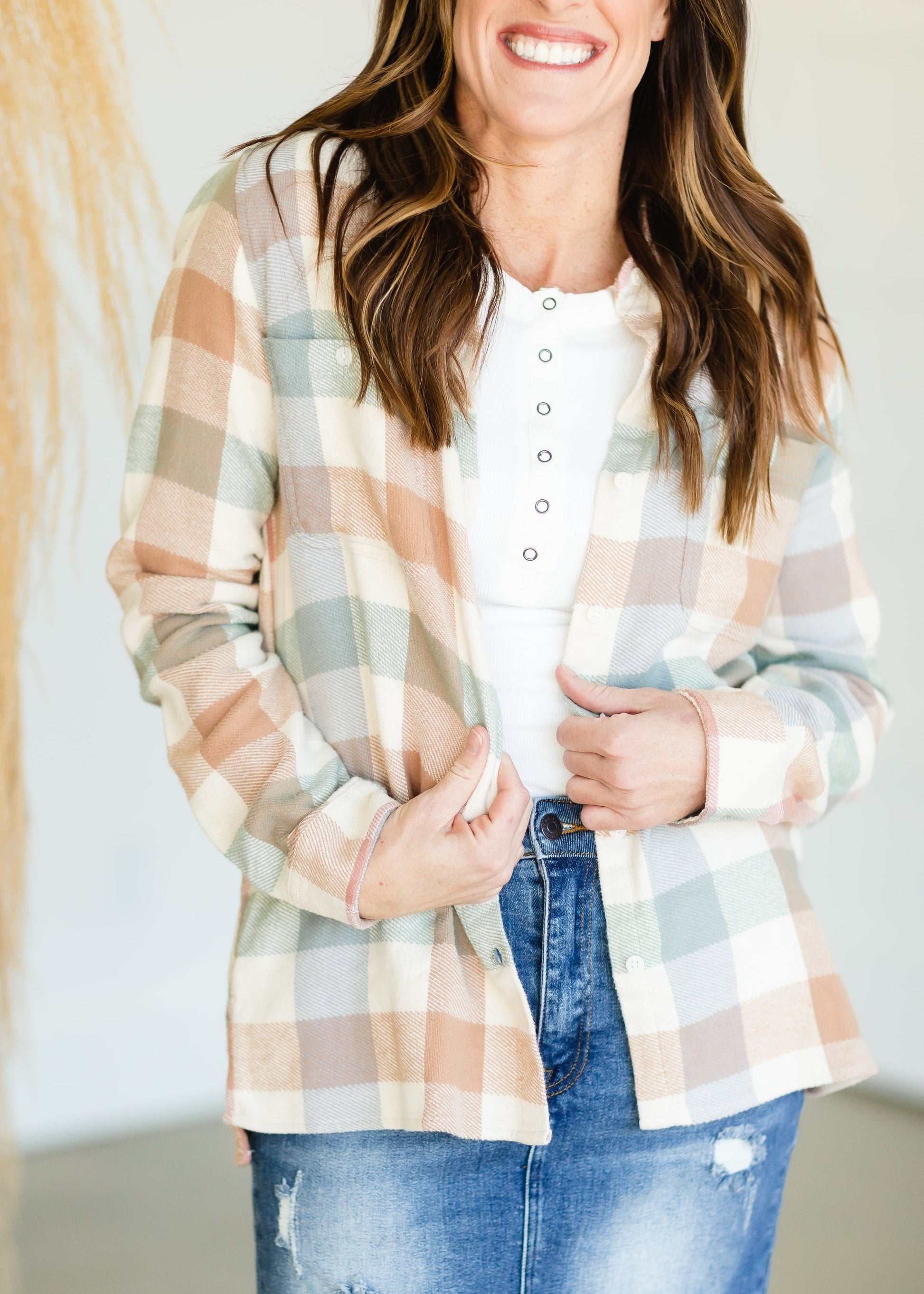 Pastel Plaid Button Up Flannel - FINAL SALE Shirt