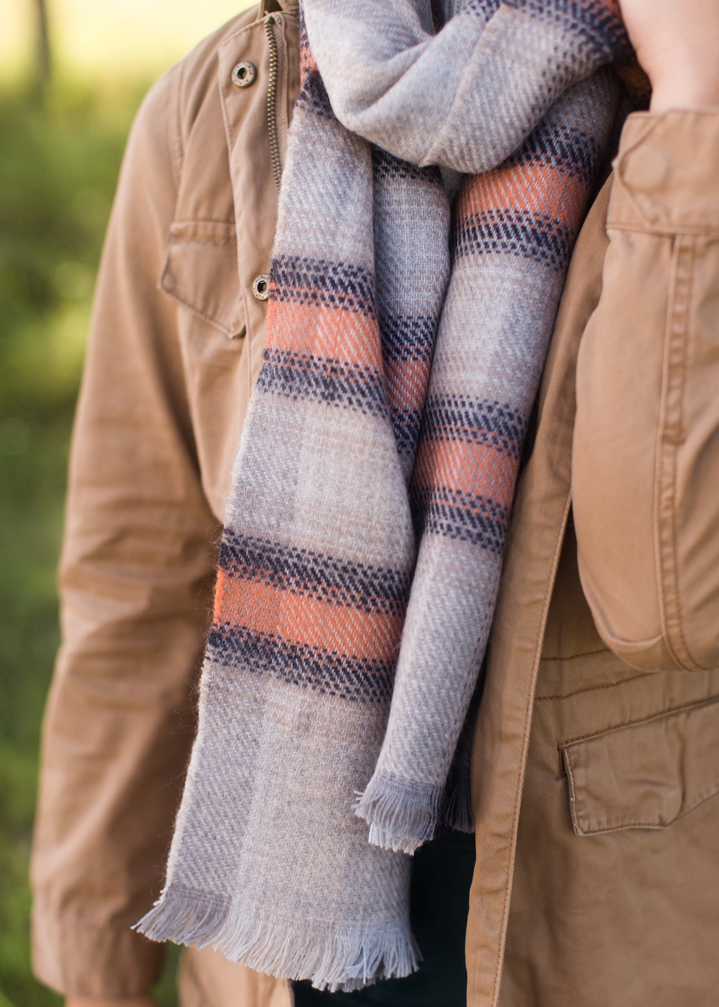 Pastel Plaid Orange Scarf