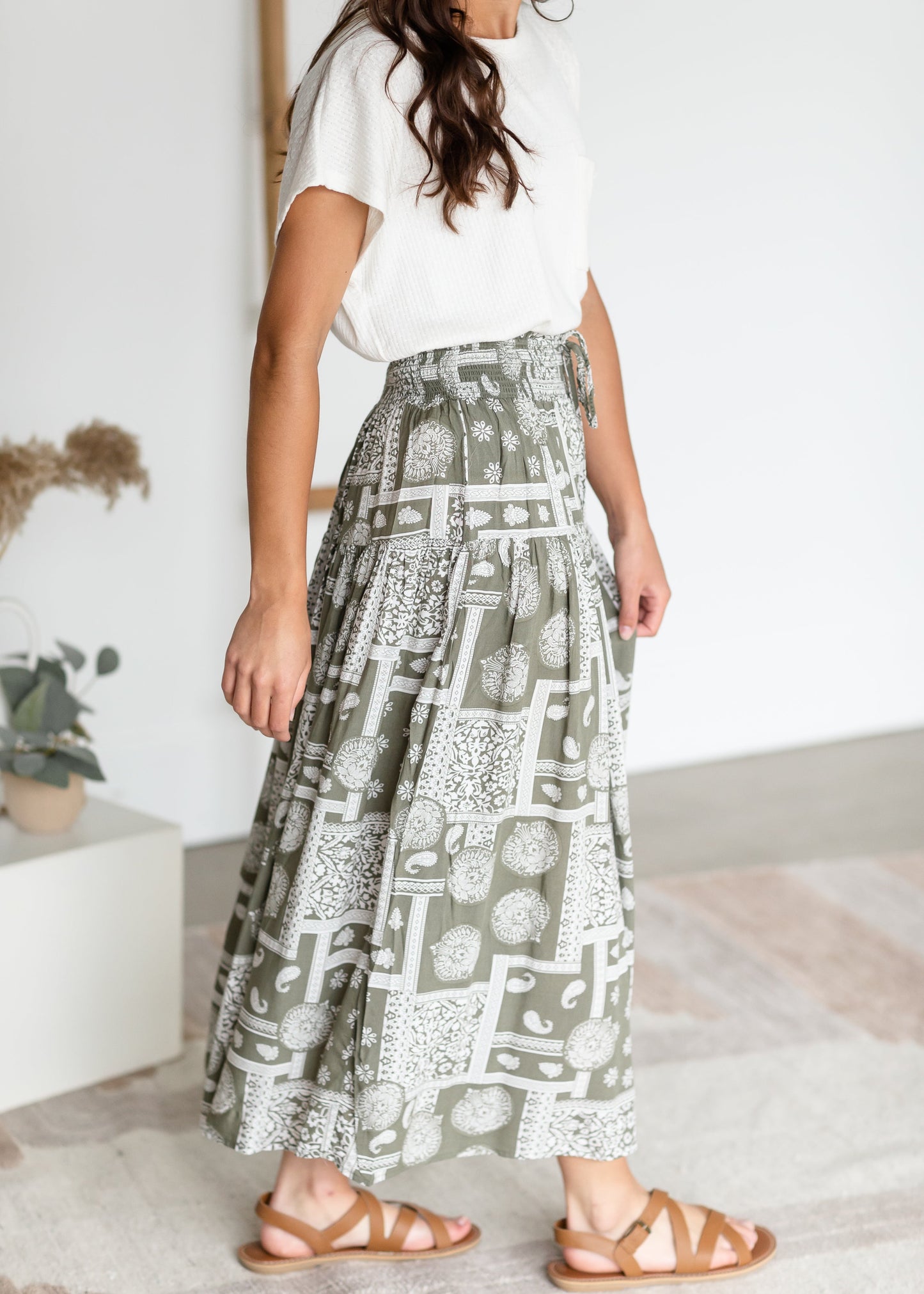 Patchwork Print Maxi Skirt Skirts