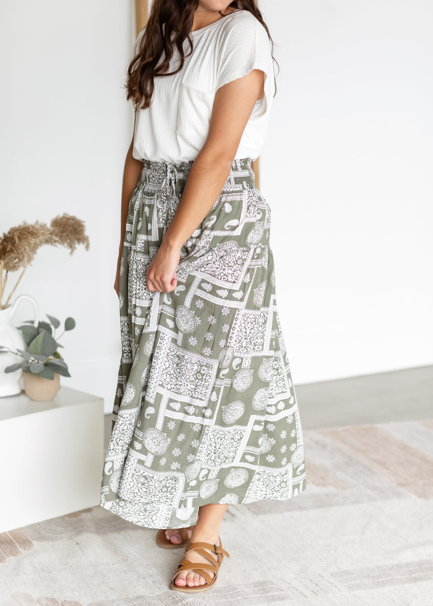 Patchwork Print Maxi Skirt Skirts