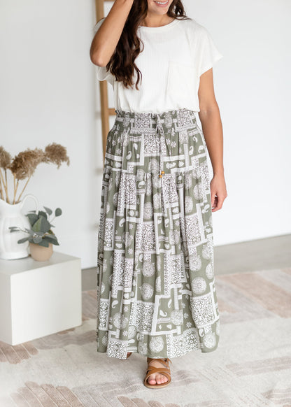 Patchwork Print Maxi Skirt Skirts