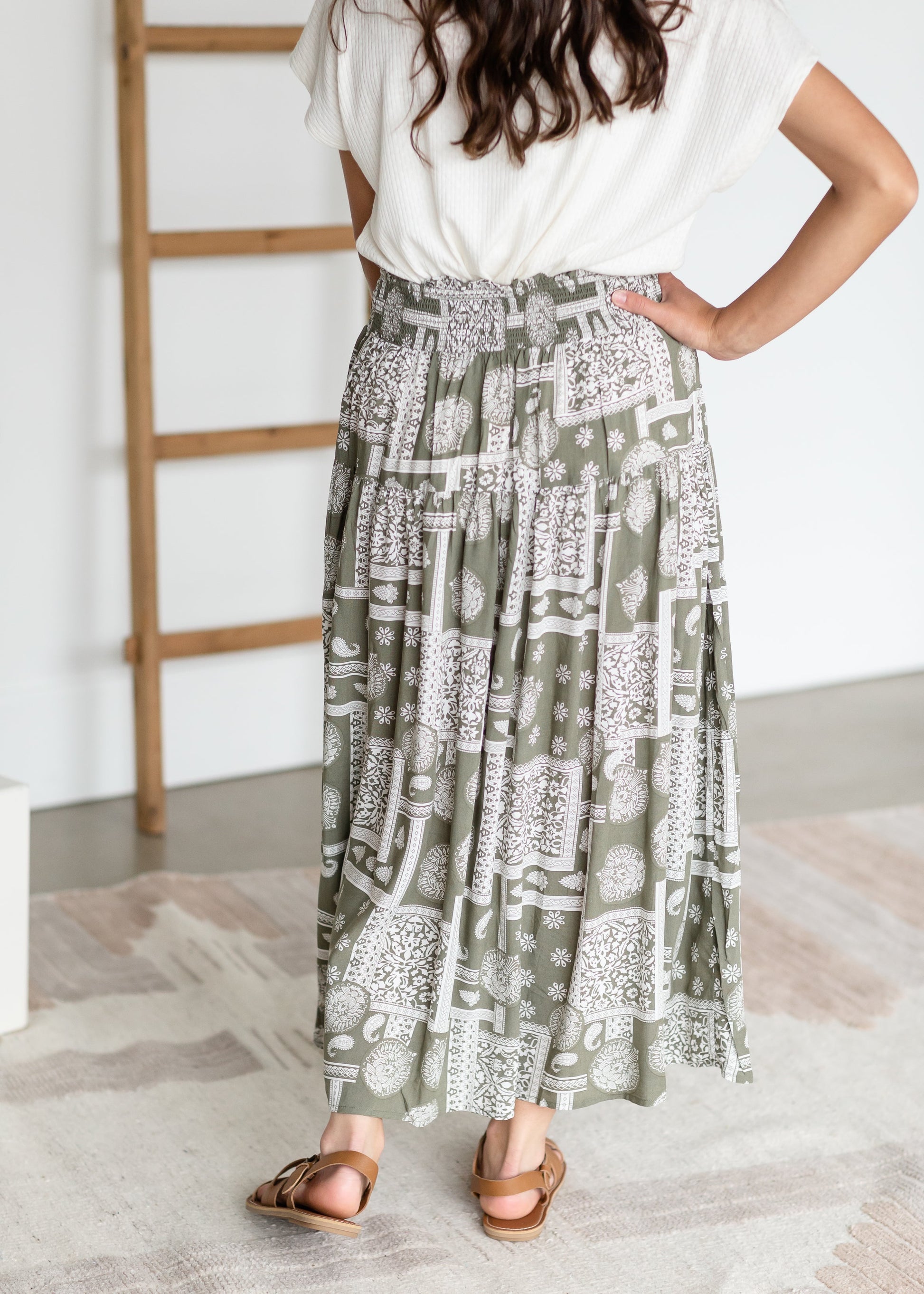 Patchwork Print Maxi Skirt Skirts