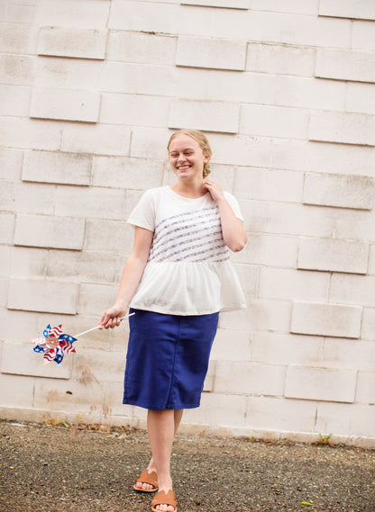 Women's Red White and Blue Modest Top 