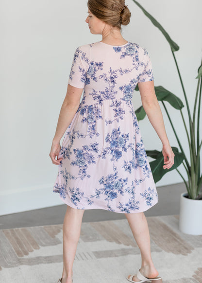 Pink & Blue Floral Midi Dress Dresses Chris & Carol