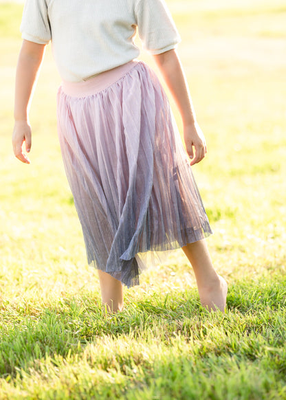 Pink Ombre Tulle Midi Skirt Skirts