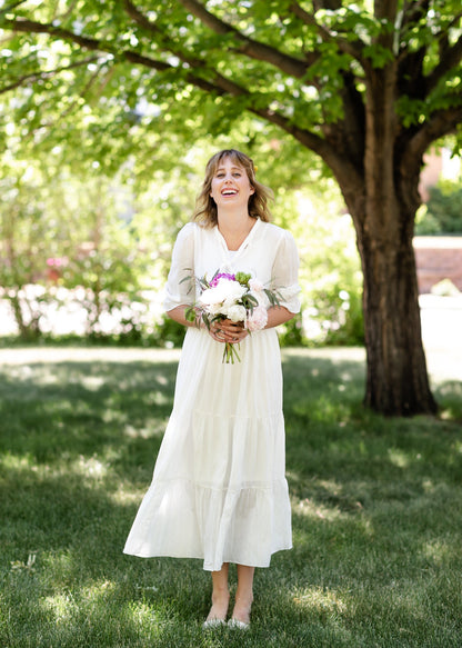 Pleated Ivory Tiered Maxi Dress - FINAL SALE Dresses