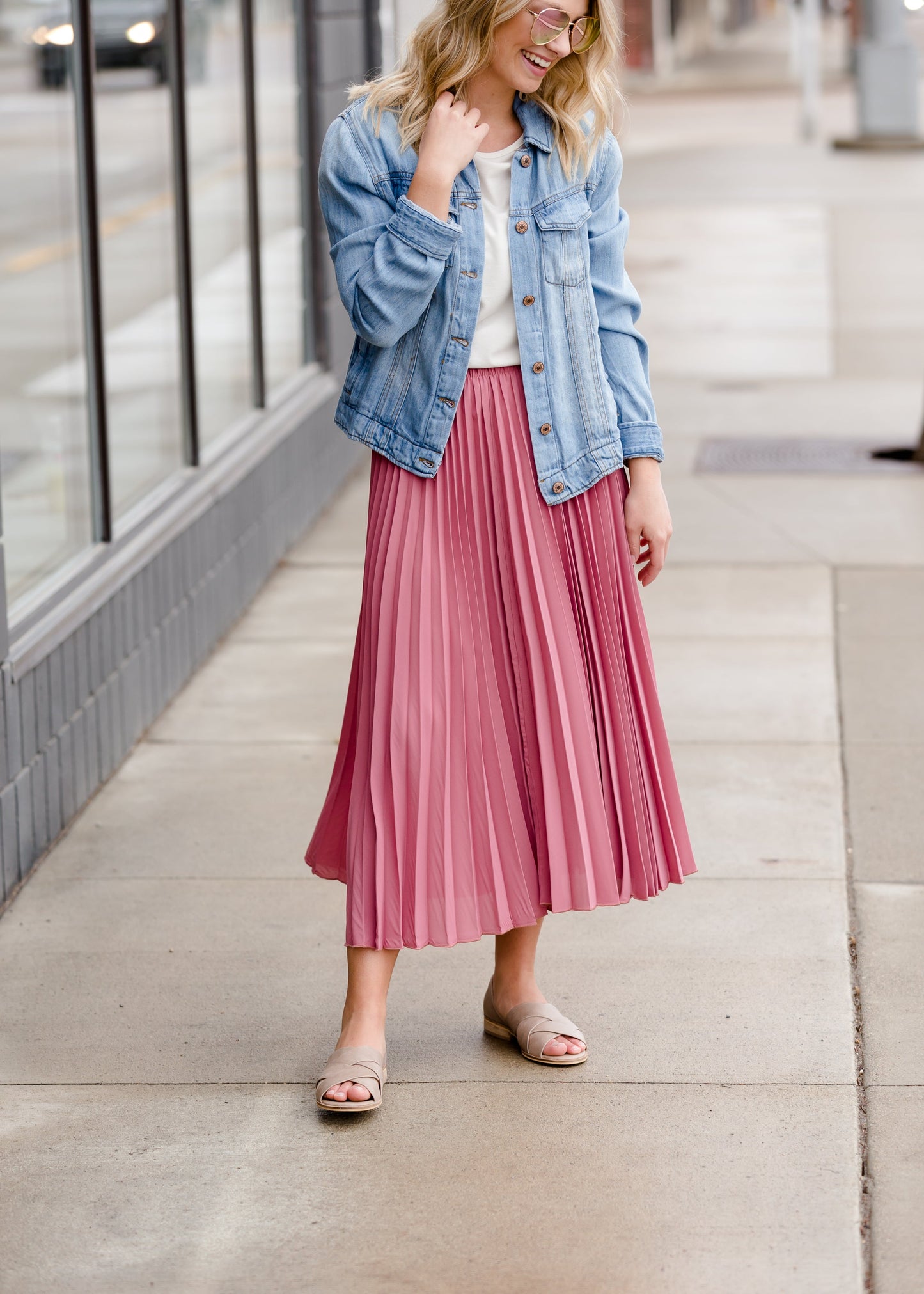 Pleated Mauve Midi Skirt - FINAL SALE Skirts