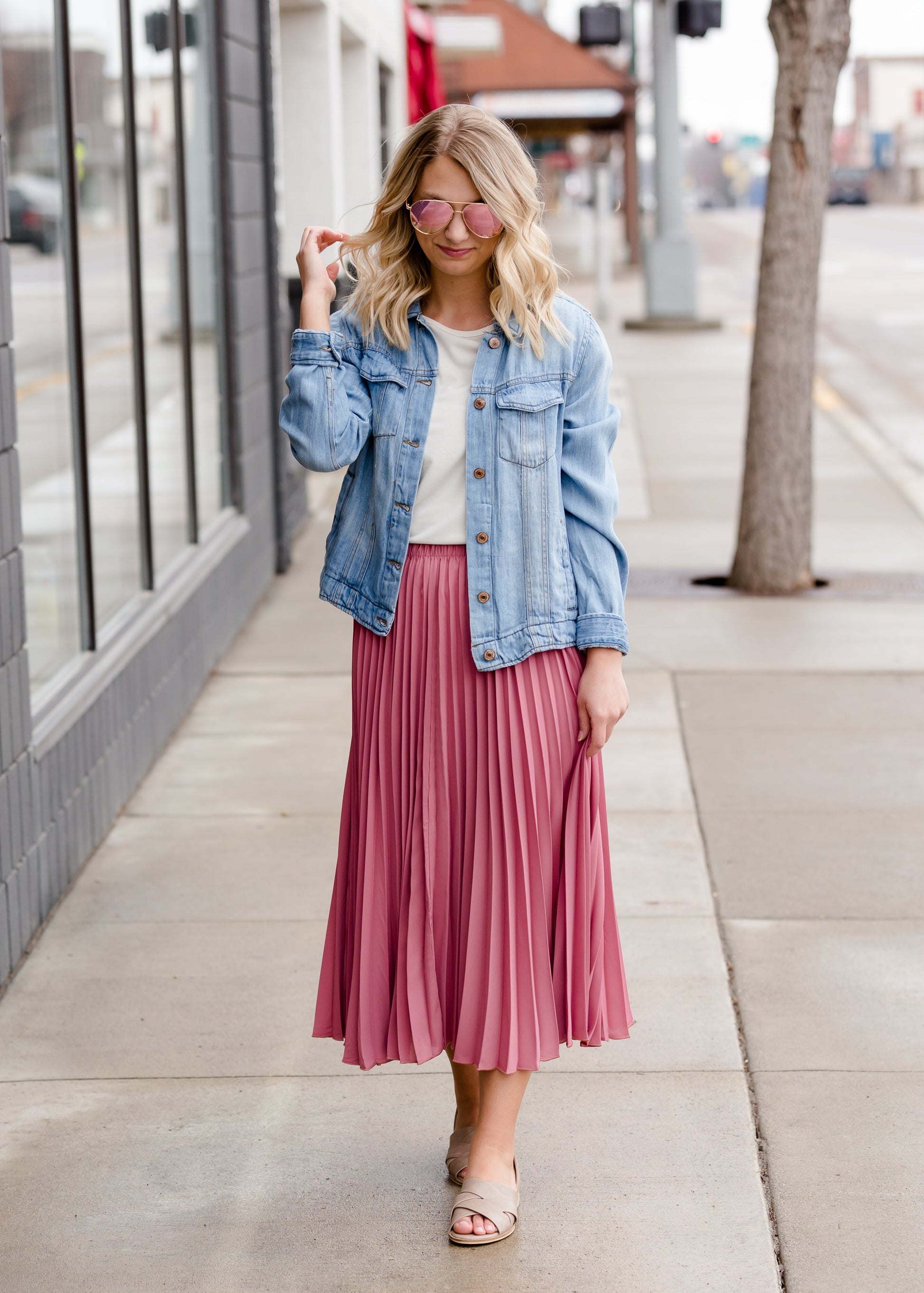 Pleated Mauve Midi Skirt - FINAL SALE Skirts