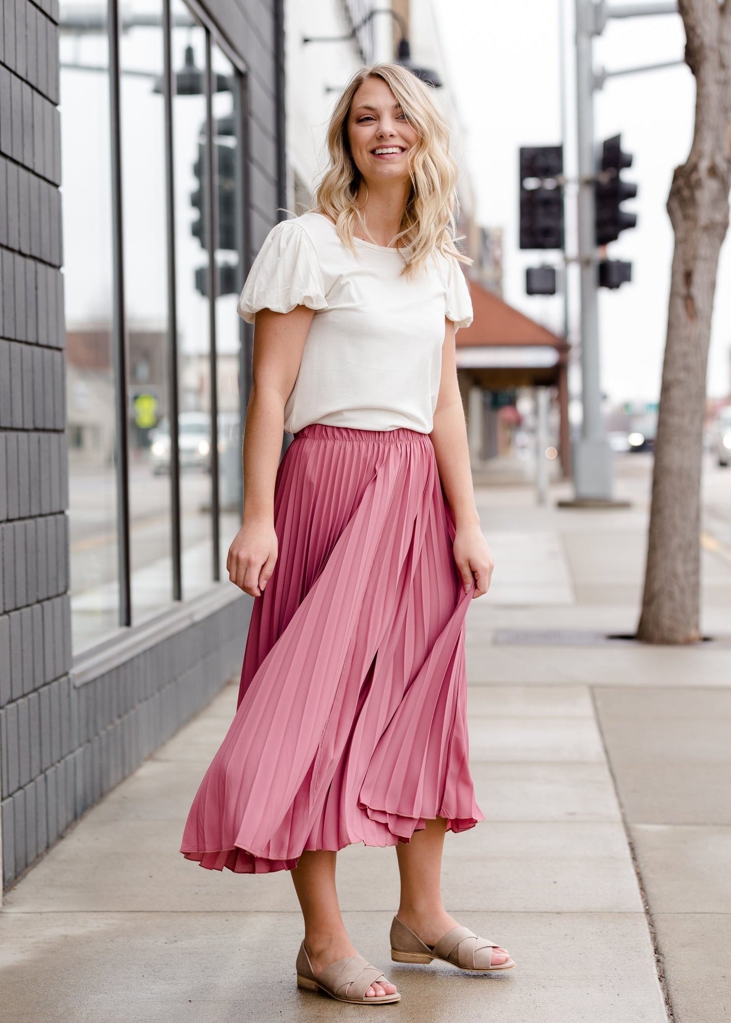 Pleated Mauve Midi Skirt - FINAL SALE Skirts