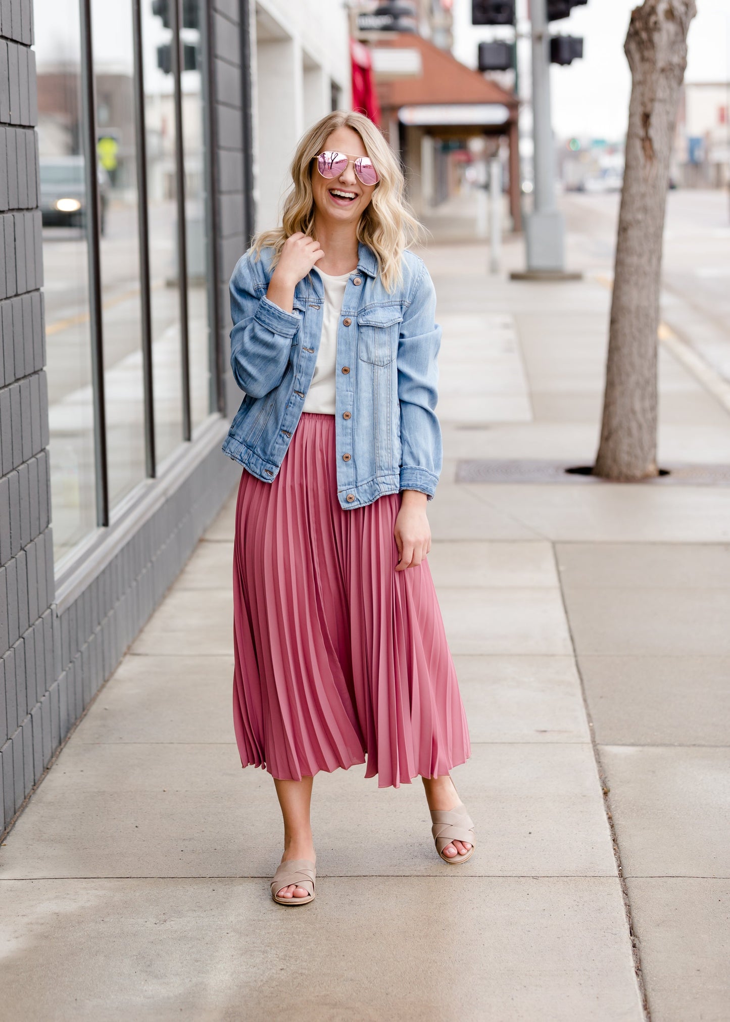 Pleated Mauve Midi Skirt - FINAL SALE Skirts