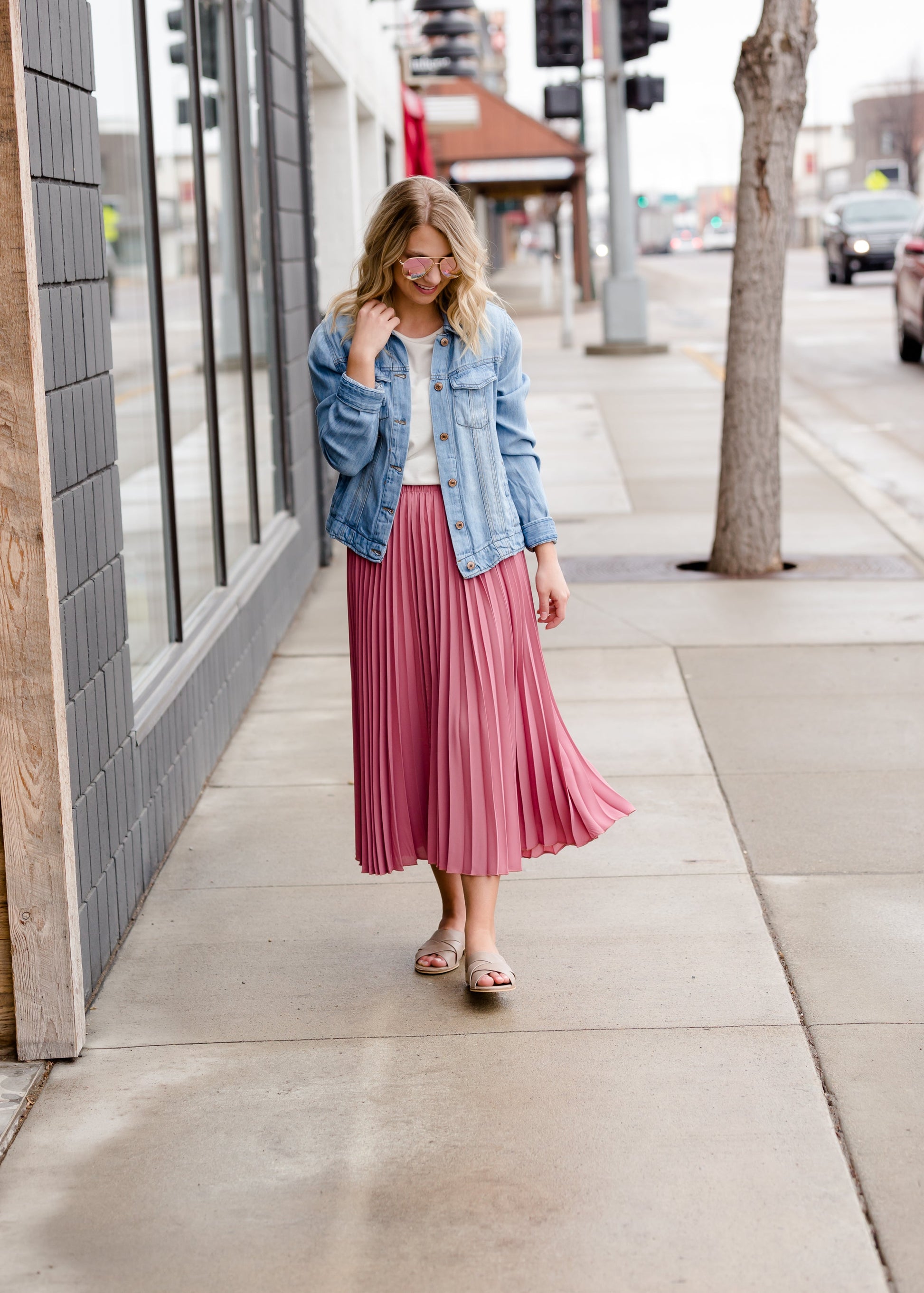 Pleated Mauve Midi Skirt - FINAL SALE Skirts