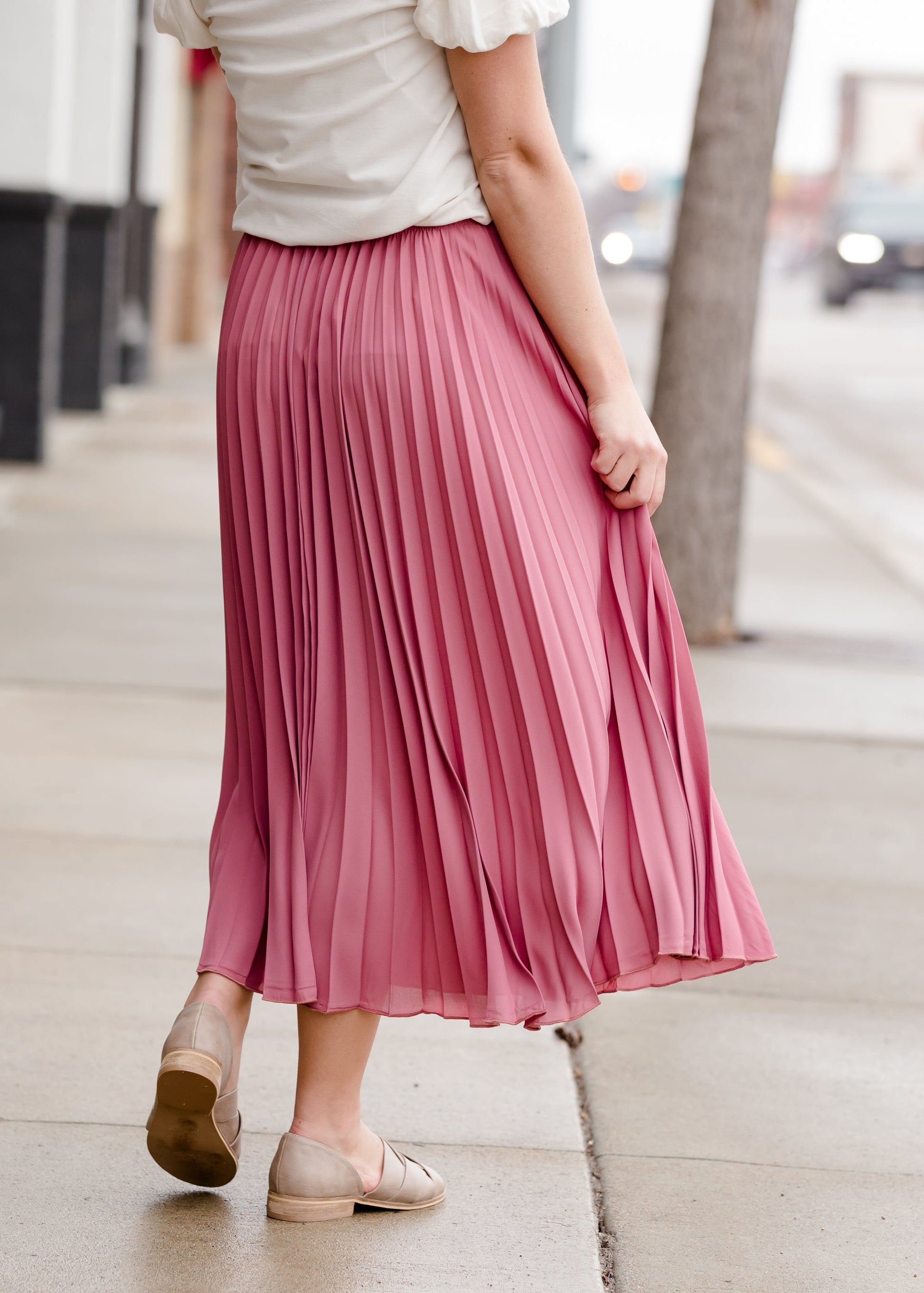 Pleated Mauve Midi Skirt - FINAL SALE Skirts