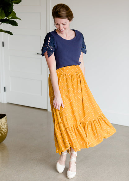 Polka Dot High Waist Ruffle Maxi Skirt - FINAL SALE Skirts