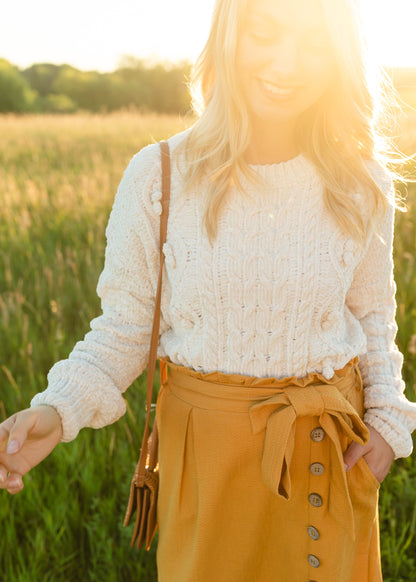 Pullover Chenille Pom Detail Sweater Tops