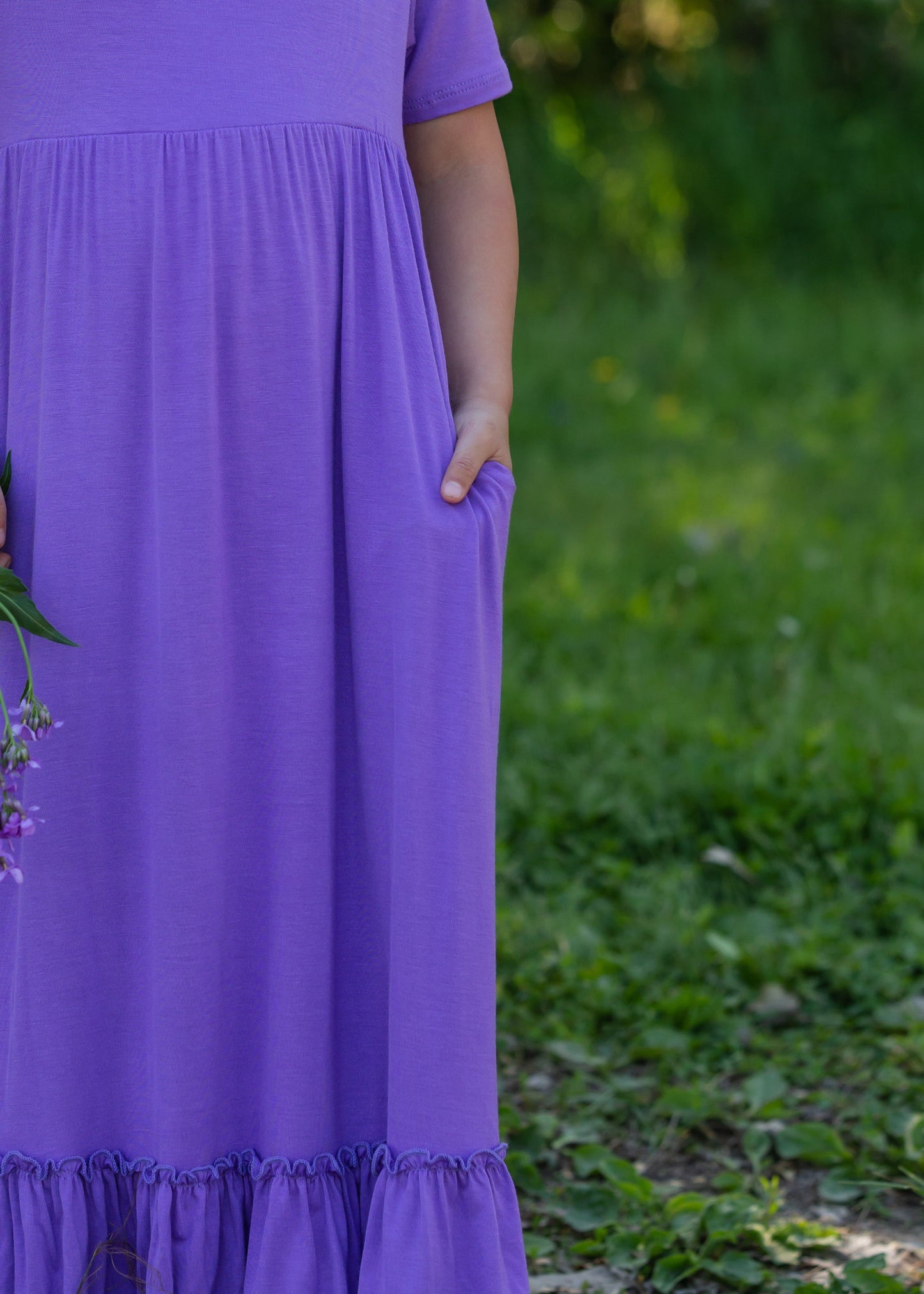 Purple High Waist Ruffle Hem Maxi Dress Dresses