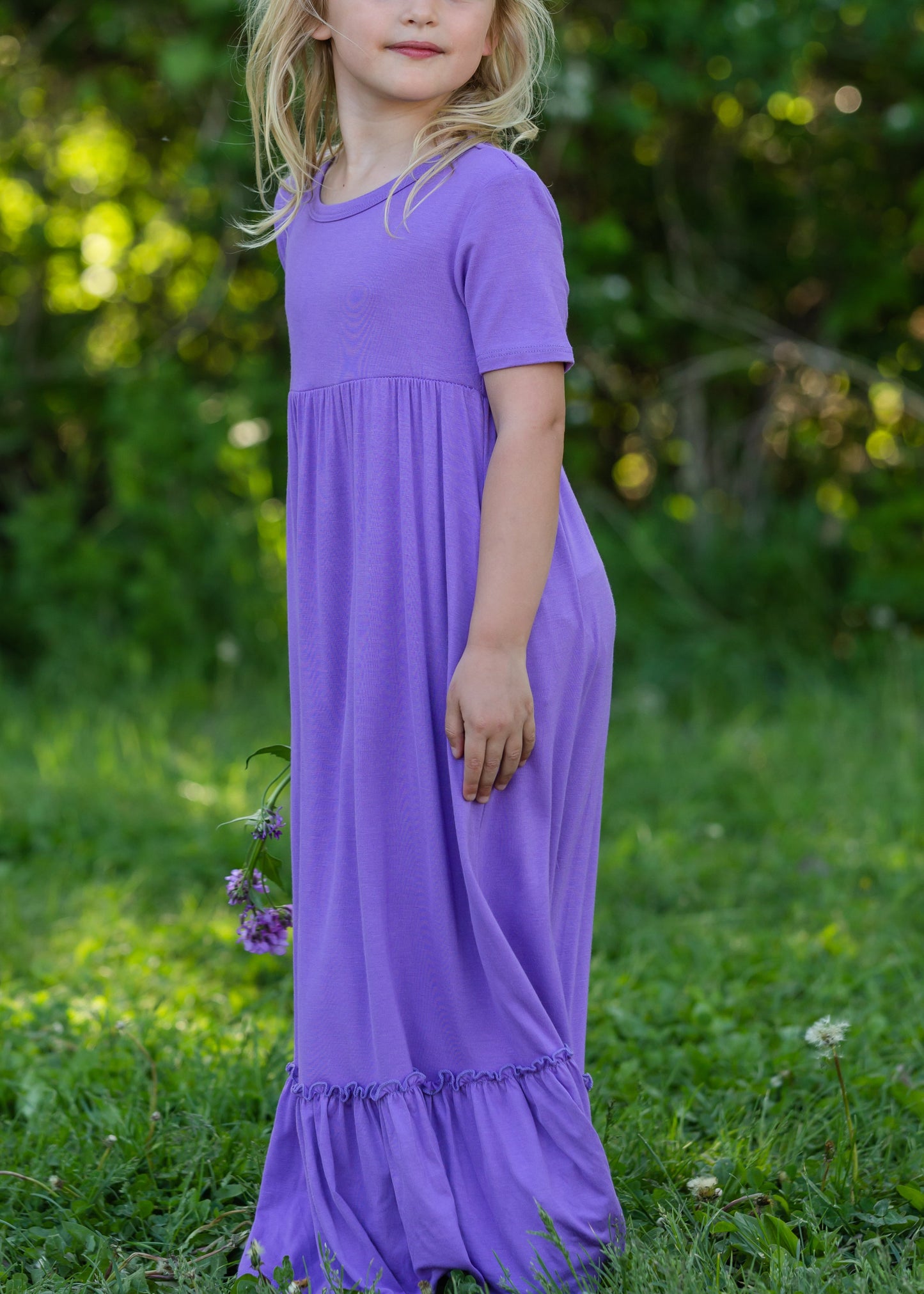 Purple High Waist Ruffle Hem Maxi Dress Dresses