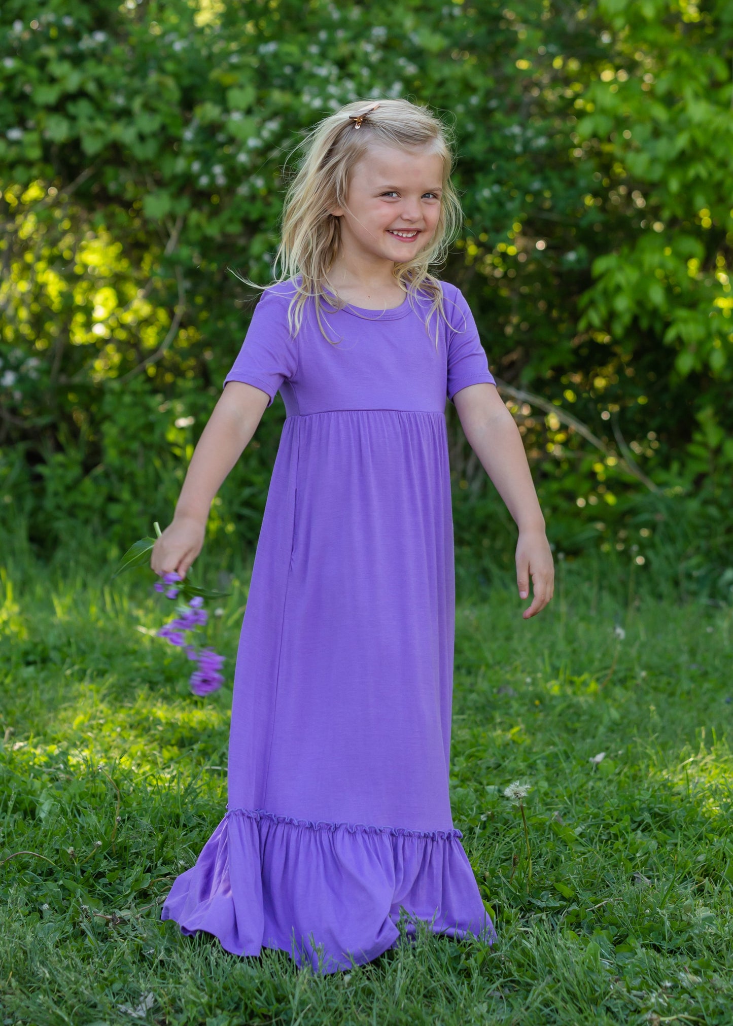 Purple High Waist Ruffle Hem Maxi Dress Dresses