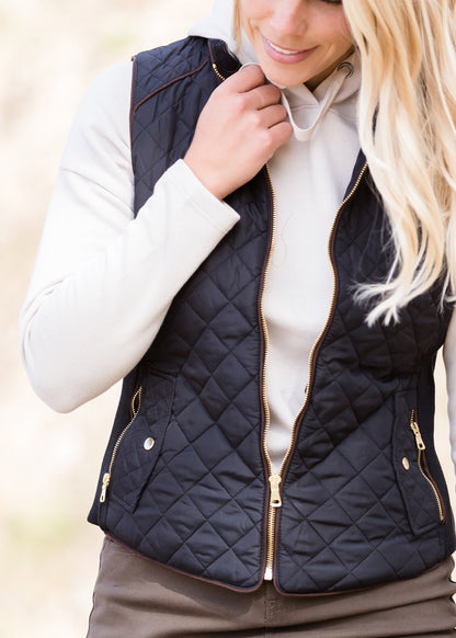 Quilted Contrast Puffer Vest - FINAL SALE Tops