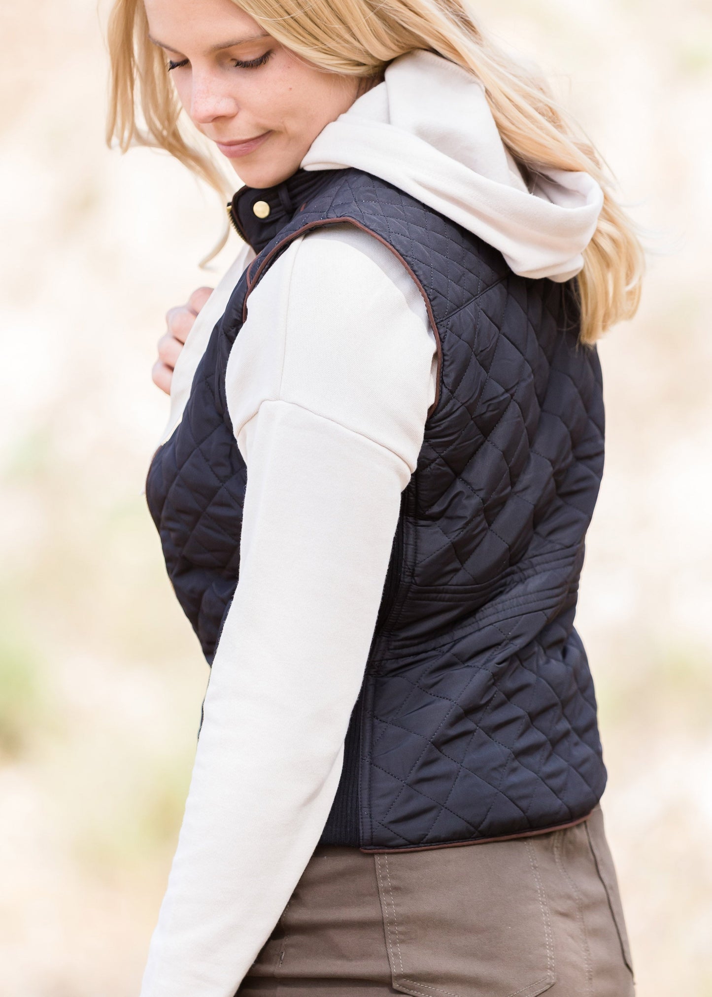 Quilted Contrast Puffer Vest - FINAL SALE Tops