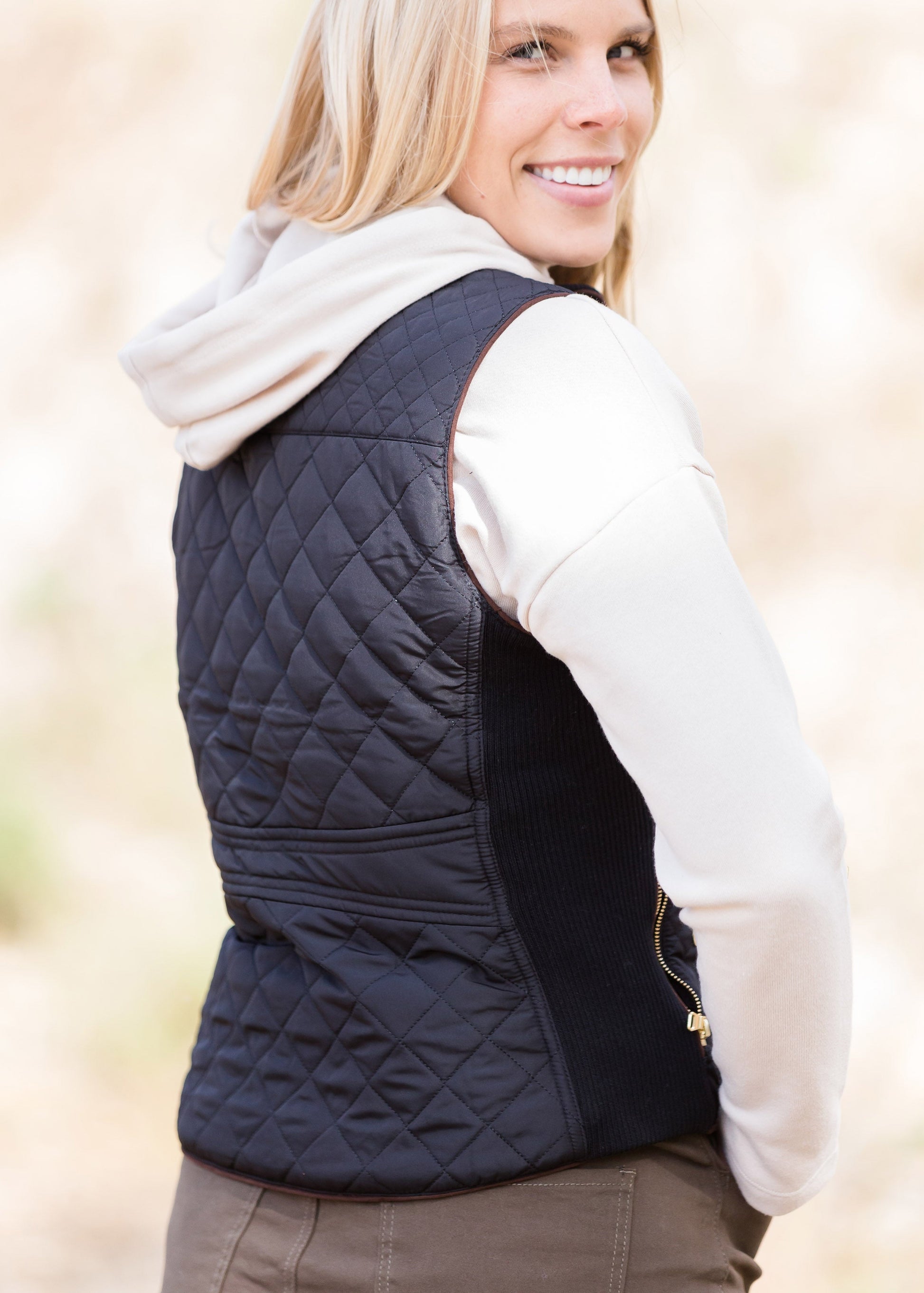 Quilted Contrast Puffer Vest - FINAL SALE Tops