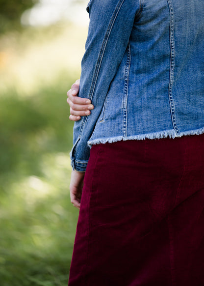 raw edge distressed denim jean jacket