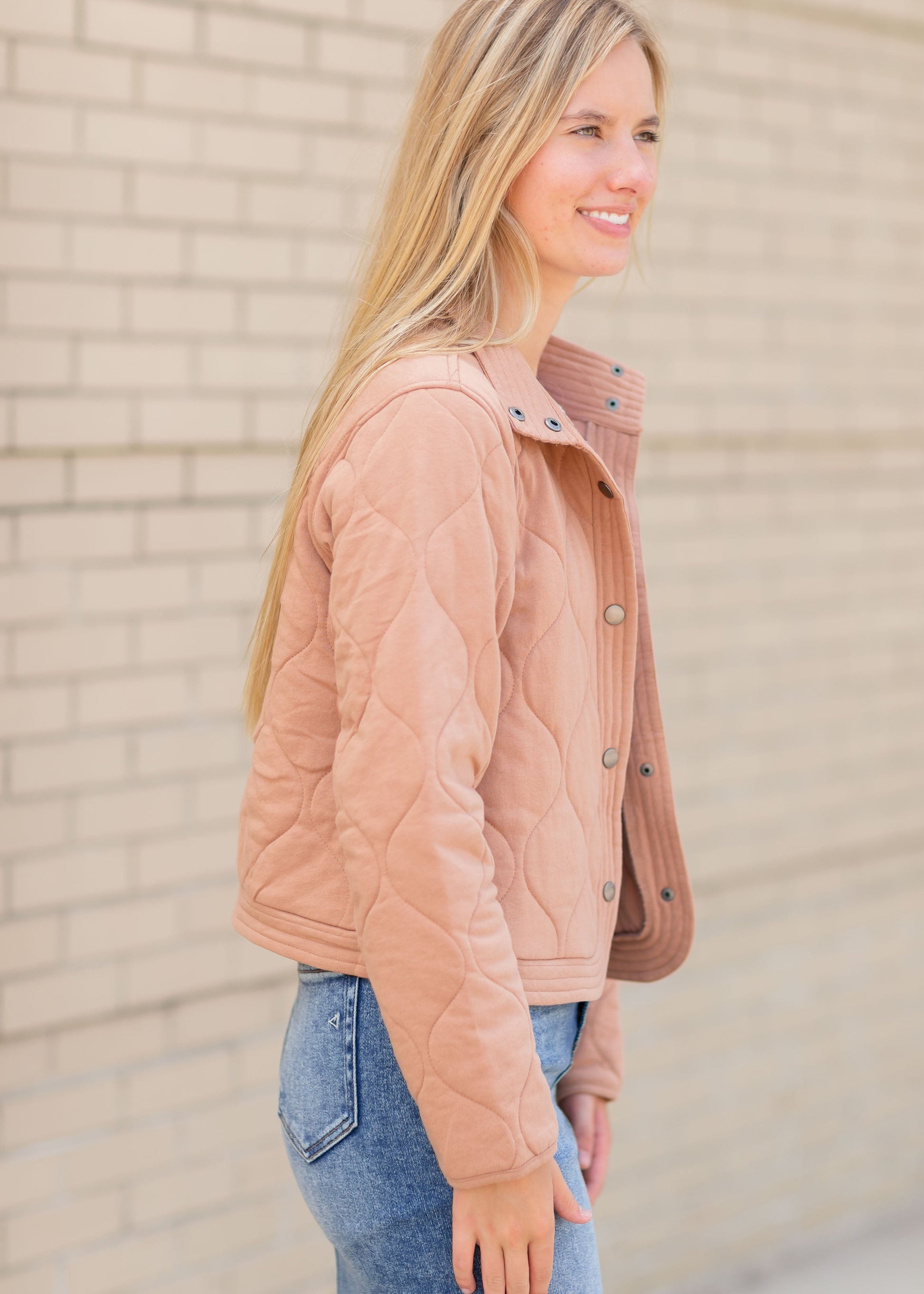 Redwood Quilted Button Up Jacket Tops Rust / XS