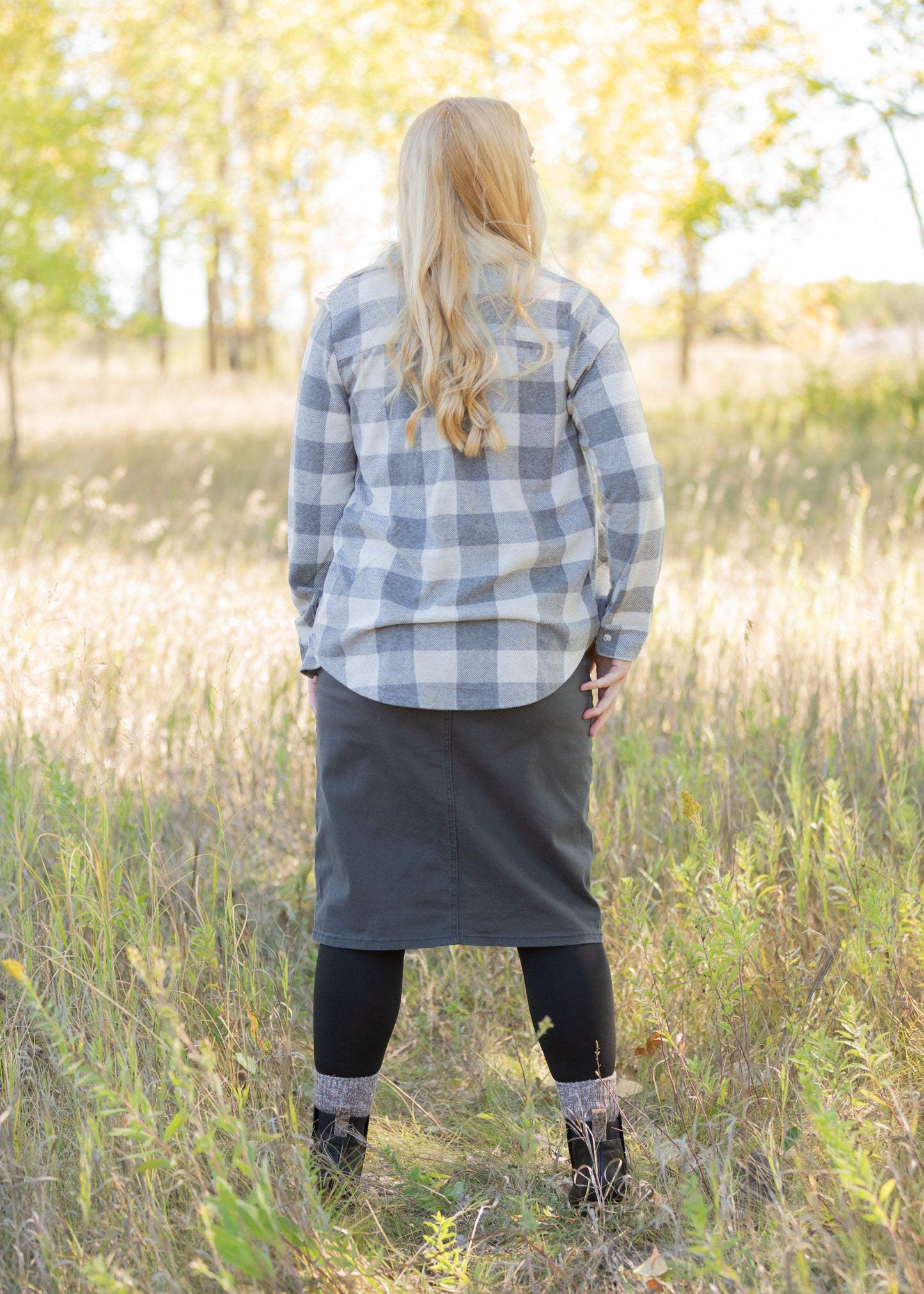 Remi Smokey Charcoal Denim Midi Skirt Skirts