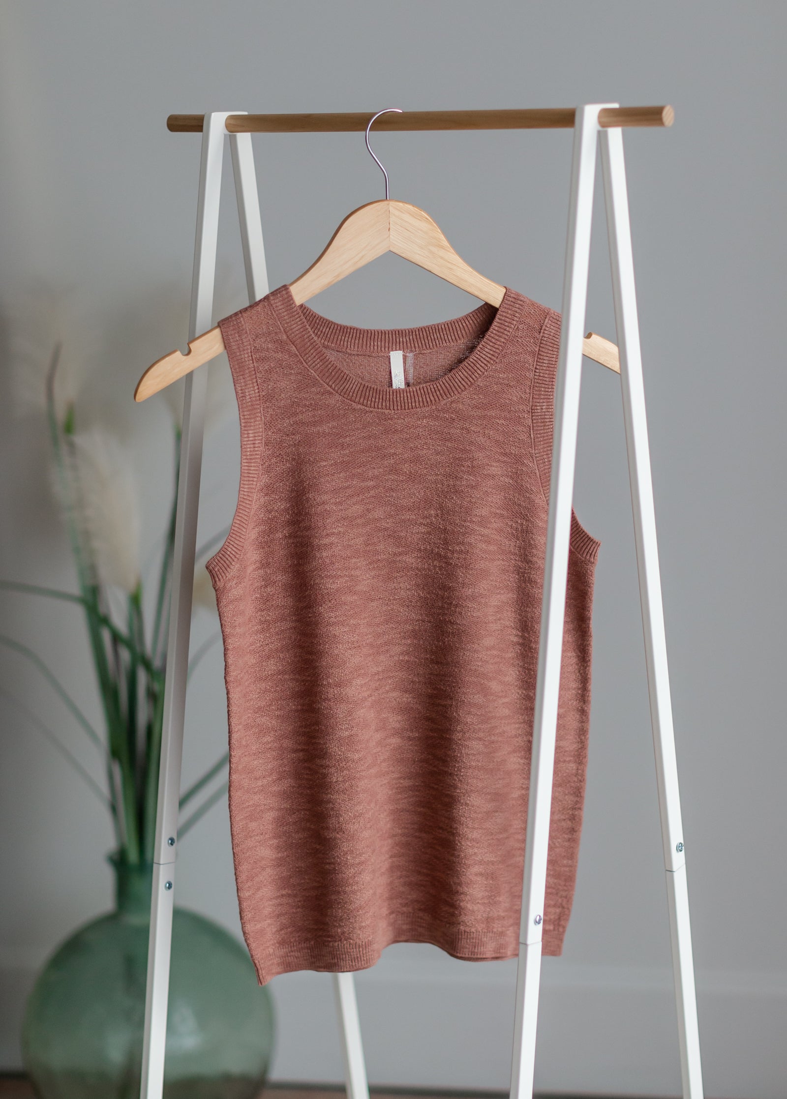 Round Neck Knit Top Shirt Be Cool Mauve / S/M