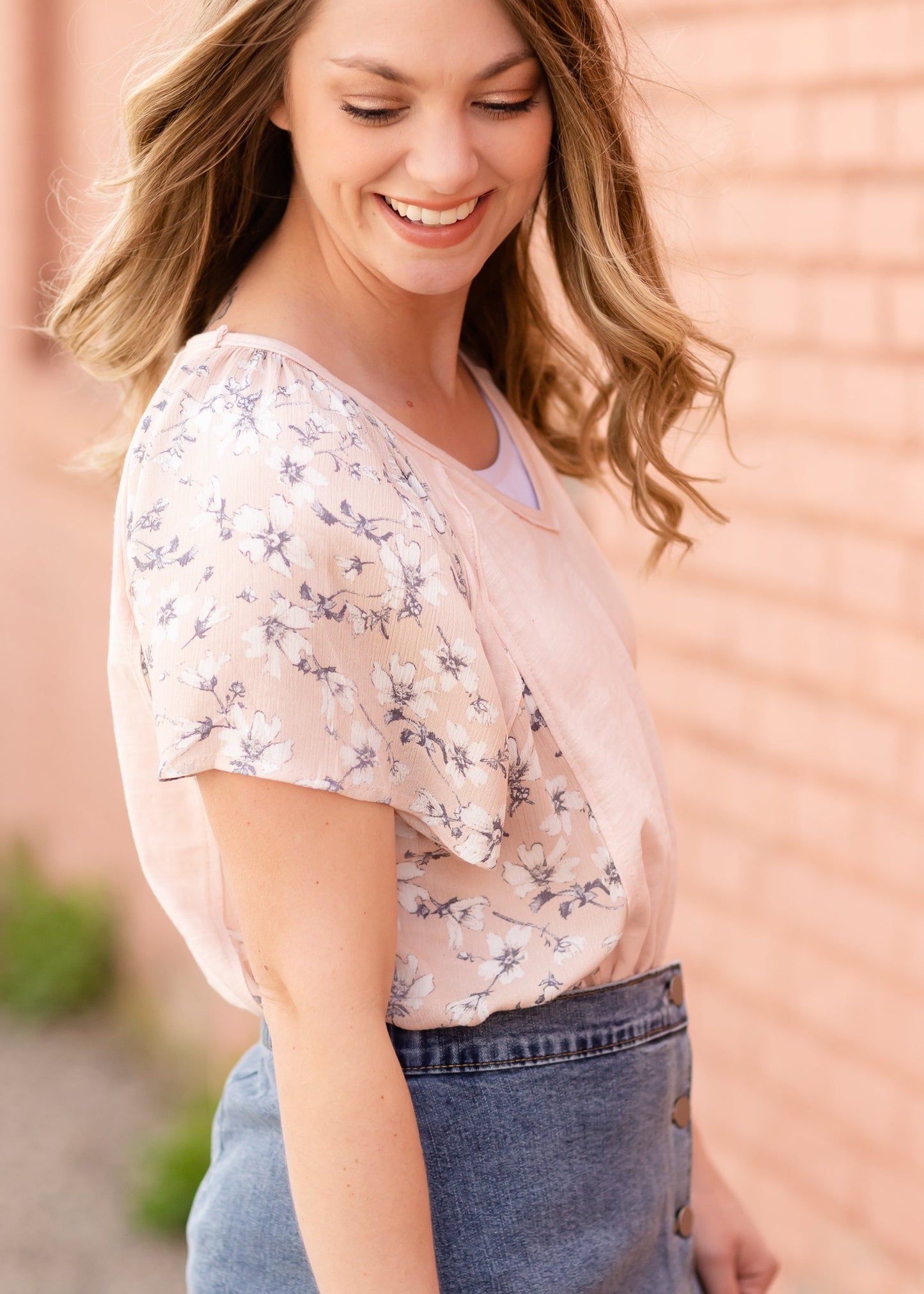 Ruffle Sleeve Top With Raw Edge Detail Tops