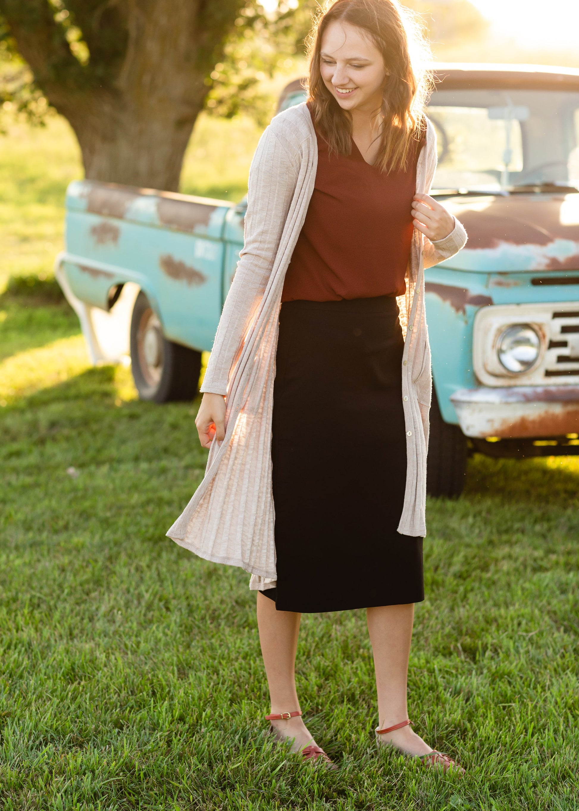 Rust Dotted Flutter Sleeve Blouse - FINAL SALE Tops