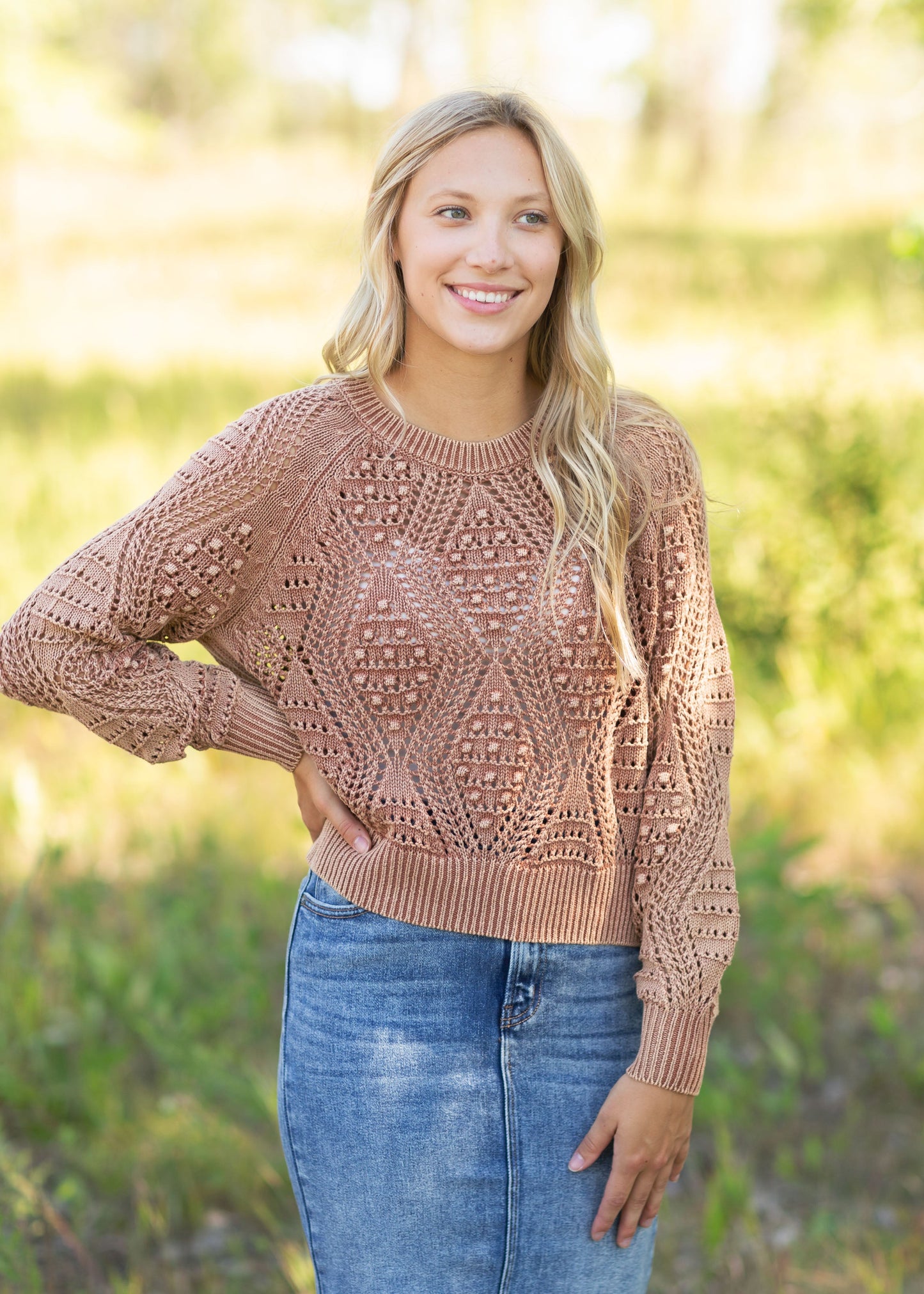 Rust Long Sleeve Sweater Tops