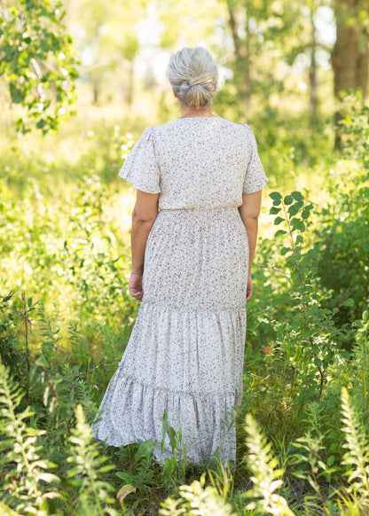 Short Sleeve V-Neck Maxi Dress Skirts