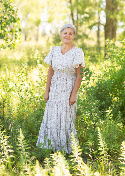 Short Sleeve V-Neck Maxi Dress Skirts