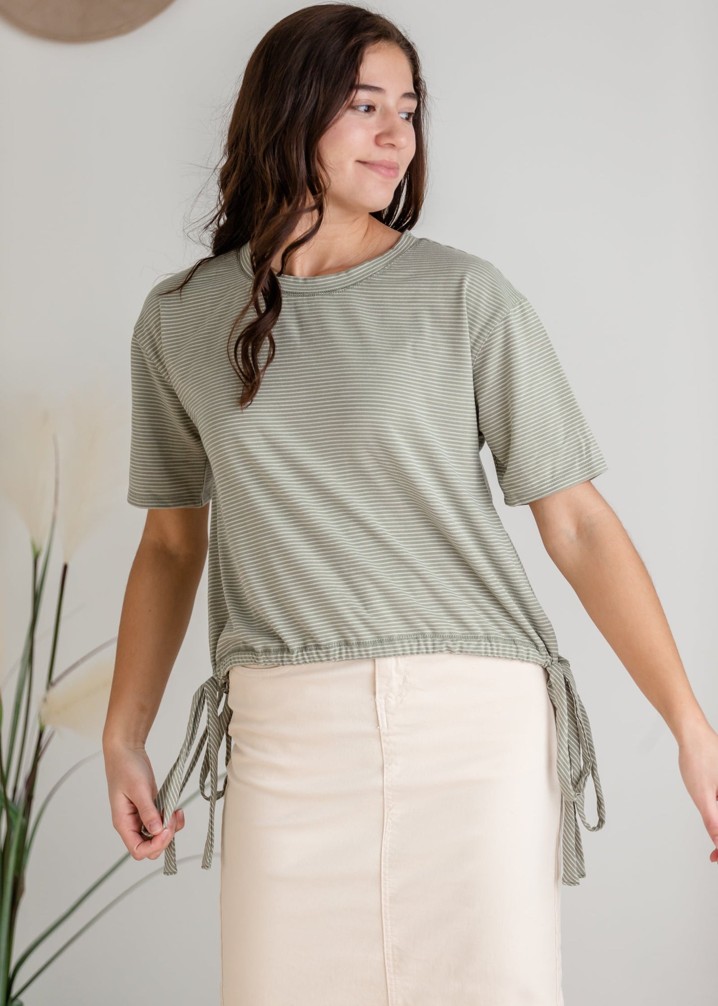 Side Tie Short Sleeve Top Shirt & Harmony