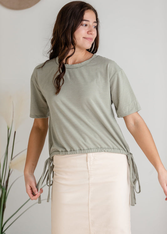 Side Tie Short Sleeve Top Shirt & Harmony