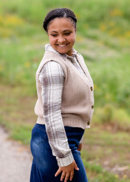 Sleeveless Button Up V-Neck Cardigan Tops