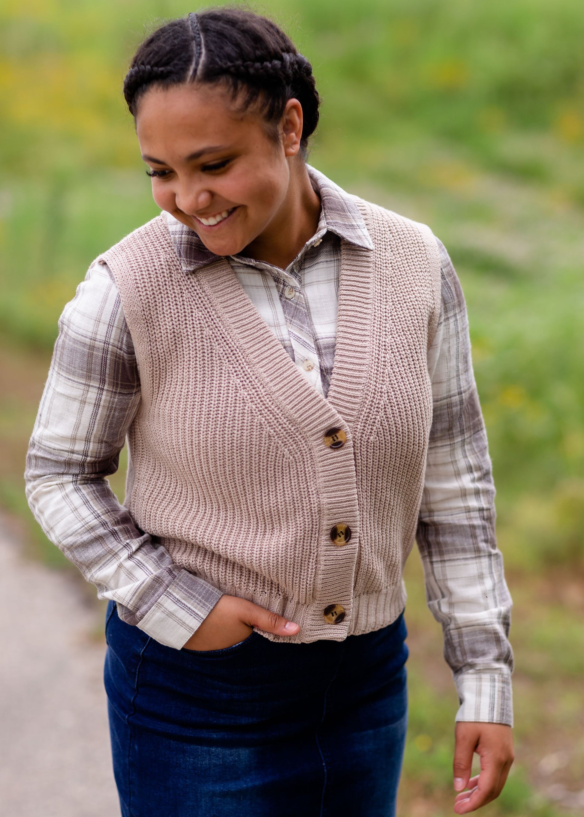 Sleeveless Button Up V-Neck Cardigan Tops